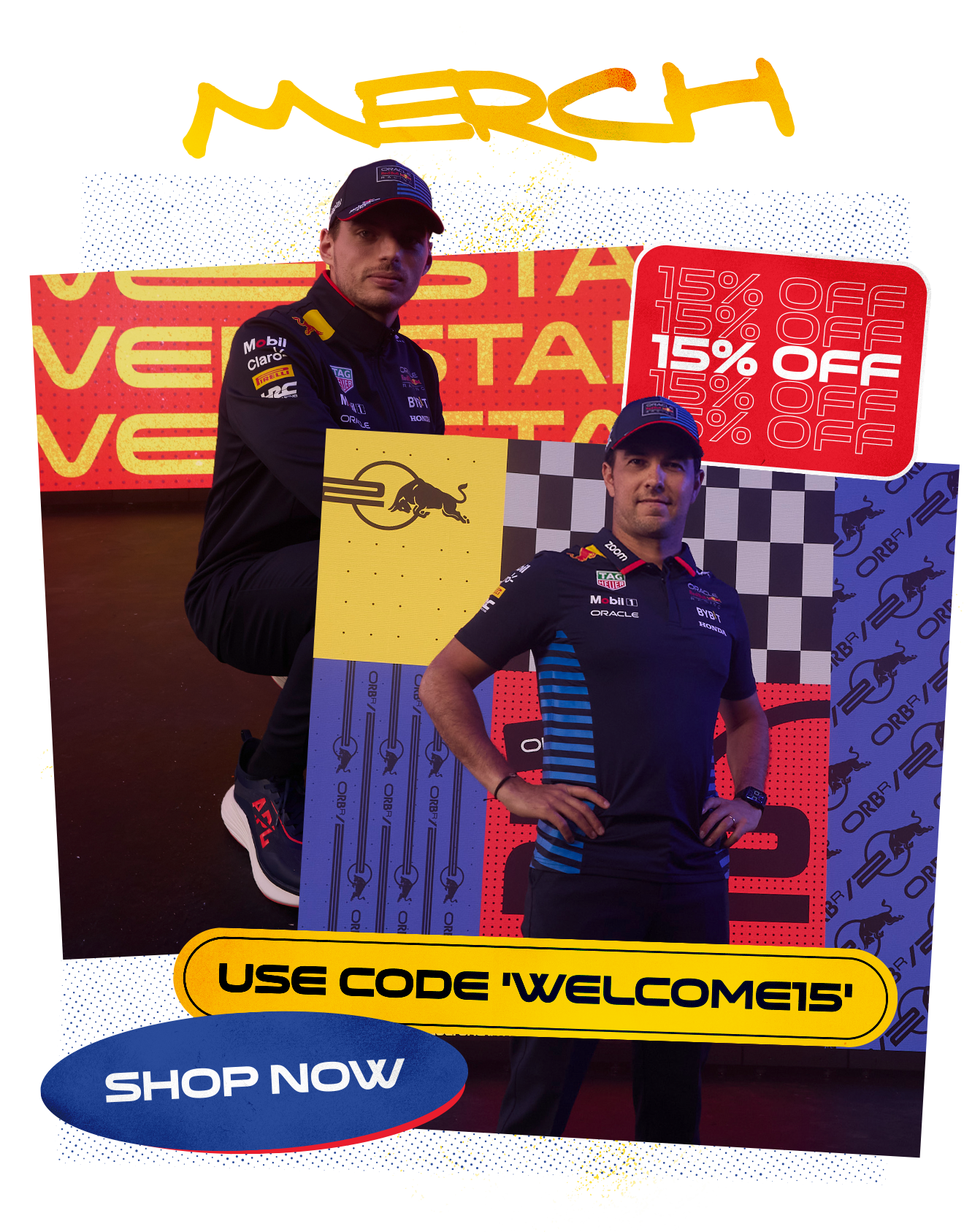 Redeem your 15% discount on merch